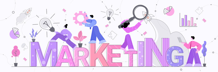Poster - businesspeople team analyzing financial graphs and charts marketing concept horizontal