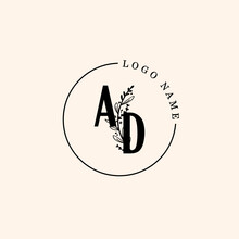 AD Beauty Botanical Initial Logo Design Template