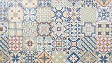 Old Tile Mosaic Home Colorful Decorative Art Wall Tiles Pattern In Oriental Style Design Background
