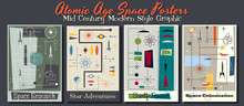 Atomic Age Space Posters, Mid Century Modern Style Graphic 