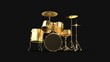 © Hryhorii - Gold Drum Kit Set Front view isolated on black background 3d rendering image
