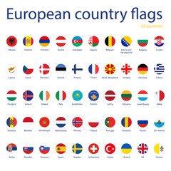 Wall Mural - Vector illustration set of European country flags with names. 50 countries