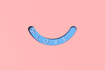 Aufkleber - 3d rendering of blank search bar with text in smile shape , Love on pink background. Minimal concept.