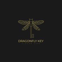 Key Fly Dragonfly Wings Secret Security Logo Symbol