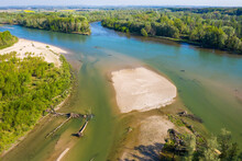 Aerial View Of The Confluence Of Mura And Drava Rivers
