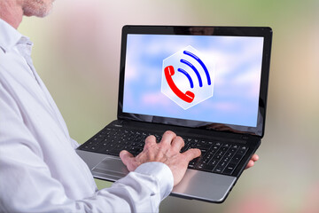 Hotline concept on a laptop