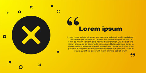 Poster - Black X Mark, Cross in circle icon isolated on yellow background. Check cross mark icon. Vector