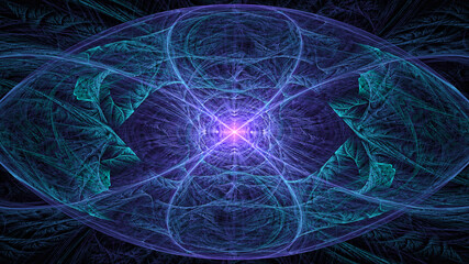 Wall Mural - 3d effect - abstract blue fractal pattern