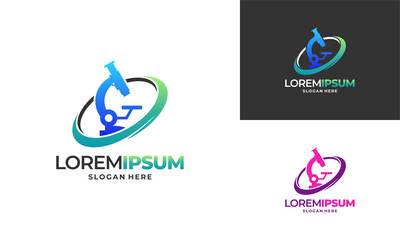 Wall Mural - microscope lab logo template design, science logo icon template vector illustration