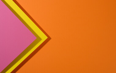 Poster - modern orange background with sheets of paper with shadow. Template, banner, copy space