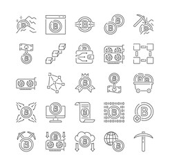 Poster - large set cryptocurrency blockchain financial transaction icons