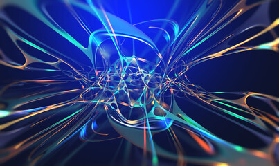 Aufkleber - AI concept. Artificial Intelligence, futuristic processor in Cyberspace. High-tech and nanostructure development. 3d illustration of abstract neural networks data analysts