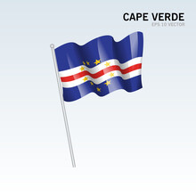Cabo Verde Waving Flag Isolated On Gray Background