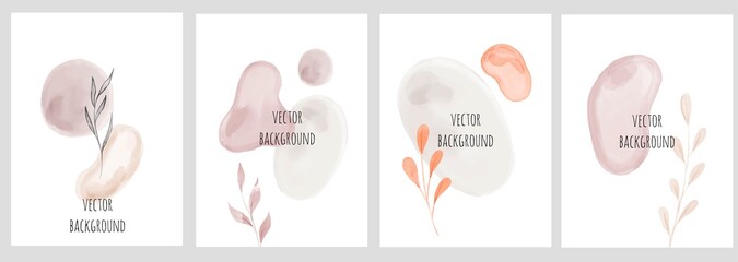 Wall Mural - Set of vector universal backgrounds with watercolour shapes copy space for text	