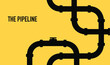 © TonzTonz - Web banner template. Industrial background with yellow pipeline. Oil, water or gas pipeline with fittings and valves. Vector illustration in a flat style.
