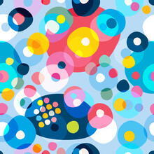 Seamless Repeat Pattern Of Colorfull Circles, Dots. Vector.