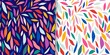 Abstract set with colorful seamless patterns, doodle cut out shapes, modern design