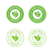 Set Of Non Toxic Emblem Icon Signs. No Toxin Product Stamp.