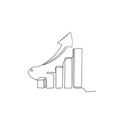 continuous line drawing graph up illustration vector isolated