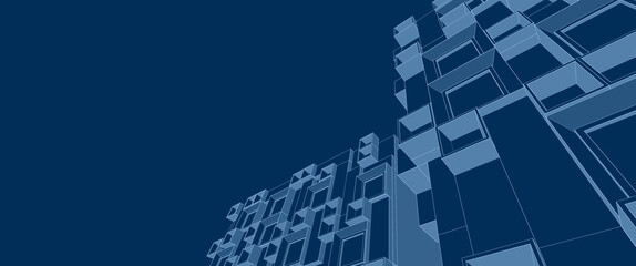 abstract modern architecture modular facade 3d illustration