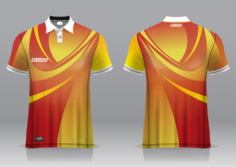 Wall Mural - polo shirt jersey uniform design, can be used for golf, badmintonin front view, back view. jersey mockup Vector, design premium very simple and easy to customize