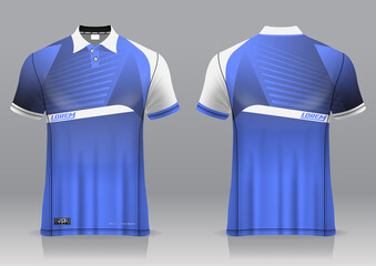 polo shirt jersey uniform design, can be used for golf, badmintonin front view, back view. jersey mockup Vector, design premium very simple and easy to customize