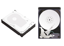 Disassembled And Assembled Hard Disk Drive Isolated On White Background. Vector Illustration