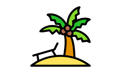 Fototapete - Island Sun Beach Landscape Nature Illustration Vector Image Isolated