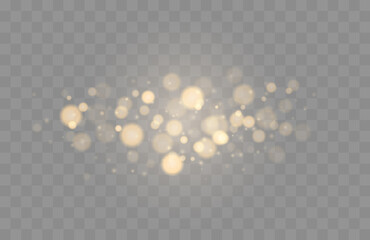 Sticker - Shining bokeh isolated on transparent background. Golden bokeh lights with glowing particles isolated. Christmas concept