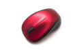 © pixarno - Closeup of red and black wireless mouse of computer on white background
