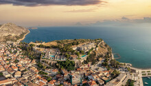 Nafplio Or Nafplion City, Greece, Old Town And Fortress Aerial Drone View.