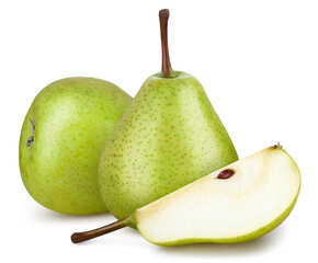 Wall Mural - Green pear isolated on white background