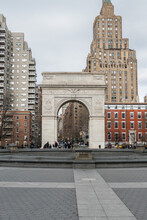 United States, The Washington Square Arch And Its Fountain