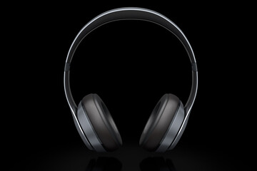 Gaming headphones and concept of music equipment isolated on black background.