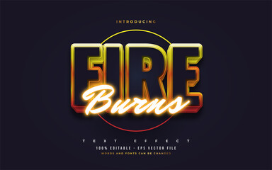 Wall Mural - fire burns text style effect. editable text style effects