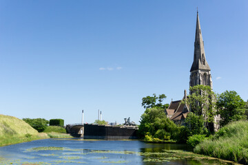 Sticker - the historic Saint Alban's Church near the Kastellet in downtown Copenhagen