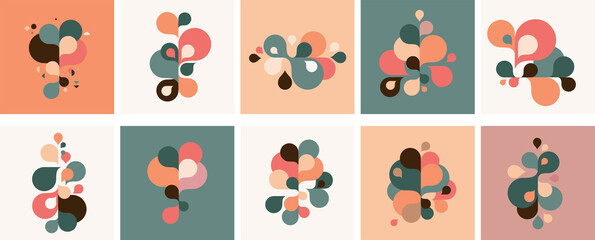 Wall Mural - set of abstract modern graphic elements and forms. abstract banners with flowing liquid shapes
