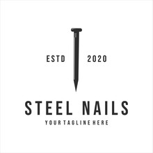 steel nails logo vintage vector illustration template design . nails logo for mining or carpentry equipment concept icon sign and emblem