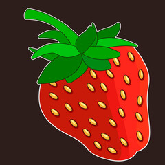 Poster - Simple strawberry and black background. Vector.