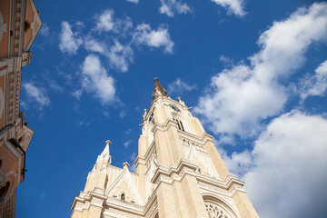 The Name of Mary Church, also known as Novi Sad catholic cathedral or crkva imena marijinog during a sunny summer afternoon. This cathedral is one of the most important landmarks of Novi Sad, Serbia