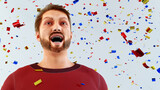 Fototapeta  - confetti pary man celebrating happy birthday 3D illustration