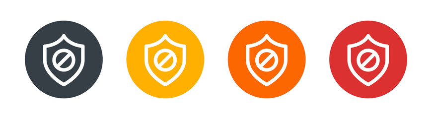 Aufkleber - Error security sign icon. Containing block, forbidden, prohibit symbol on shield badge vector illustration.