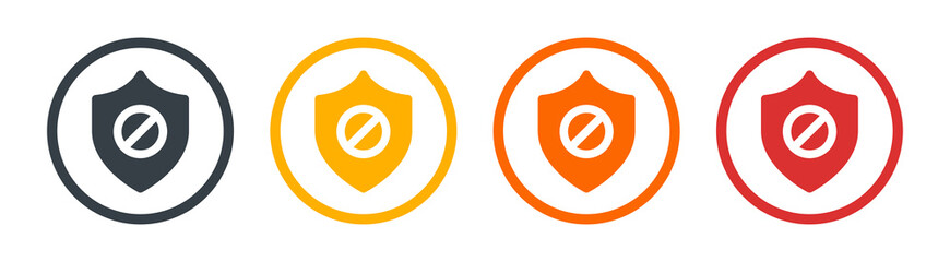 Aufkleber - Unsafe, unsecured shield icon vector illustration.