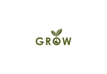 Wall Mural - tree growth logo, with a tree in a unique and simple letter O