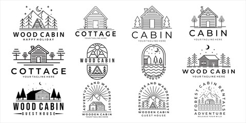 Wall Mural - set of cabin or cottage logo vector illustration template icon design. bundle collection of various 
