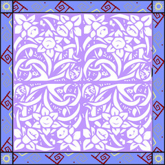 Poster - Elegant abstract scarf pattern design with ethnic and floral ornament. Hijab motif design 