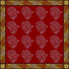 Poster - Elegant abstract scarf pattern design with ethnic and floral ornament. Hijab motif design 