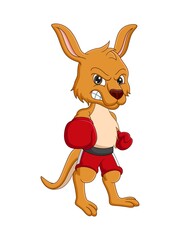 Cartoon kangaroo with boxing gloves