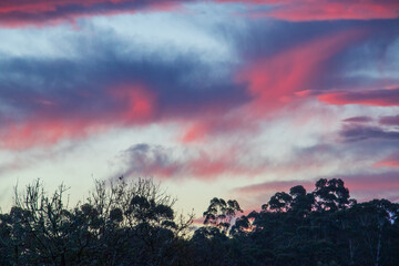 Fire in the sky - sunset after a winter storm on the Garden Route in South Africa