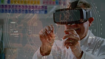 Poster - Animation of scope scanning and data processing over man wearing vr headset